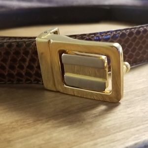 Timeless snakeskin belt with brass buckle
